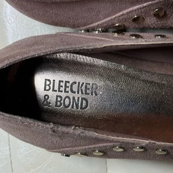 Bleecker & Bond Arianna Women 7.5M Beige Suede Studded Flats Loafers Shoes - Picture 9 of 11